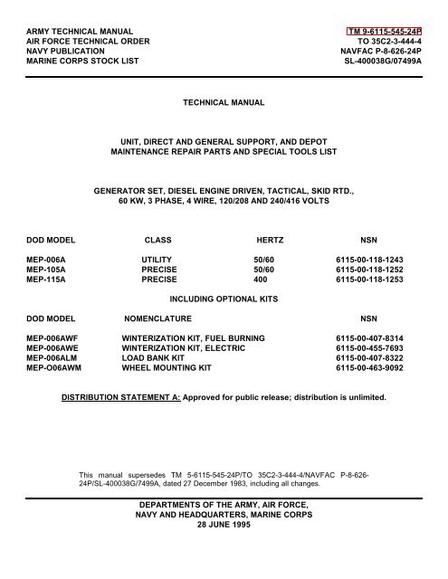 army technical manual tm 9-6115-545-24p air force  - Igor