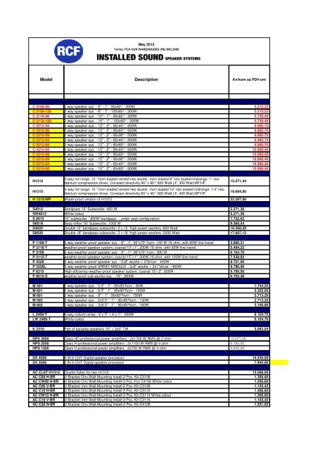 subwoofer price list
