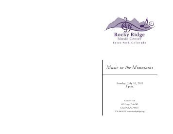 Full Concert Program as PDF file - Rocky Ridge Music Center