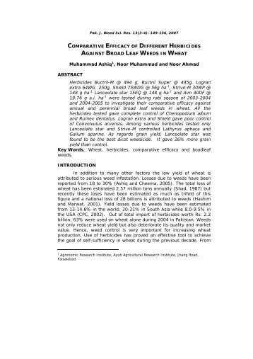 Comparative Efficacy of Different Herbicides against ... - Wssp.org.pk