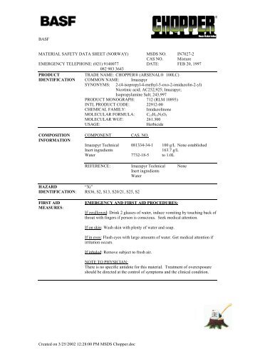 MSDS Chopper - Bush Encroachment