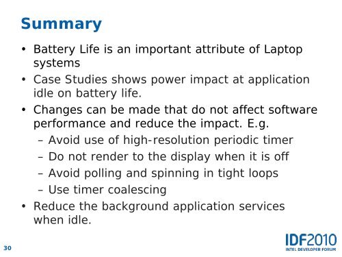 Impact of "Idle" Software on Battery Life - Intel