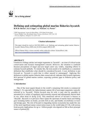 Defining and estimating global marine fisheries bycatch PDF