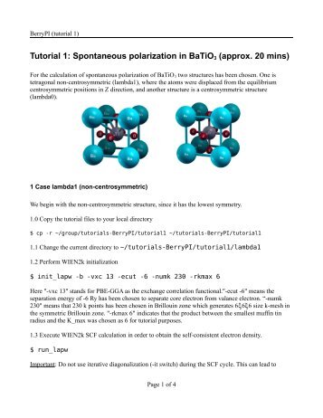 Tutorial 1: Spontaneous polarization in BaTiO3 (approx ... - WIEN 2k