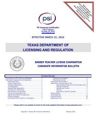 TEXAS DEPARTMENT OF LICENSING AND REGULATION - PSI
