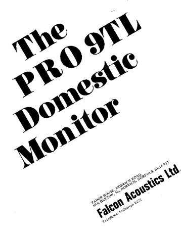 Page 1 Page 2 THE PRO 9TL DOMESTIC MONITOR by Chris ...