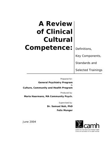A Review of Clinical Cultural Competence - ProblemGambling.ca