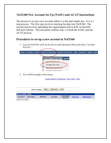 NetX360 New Account Set Up (NASU) and ACAT Instructions