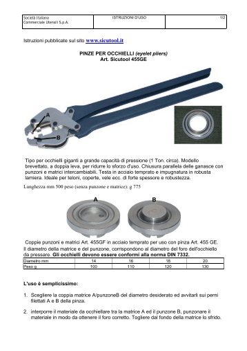 Art. Sicutool 455GE Tipo per occhielli gigant