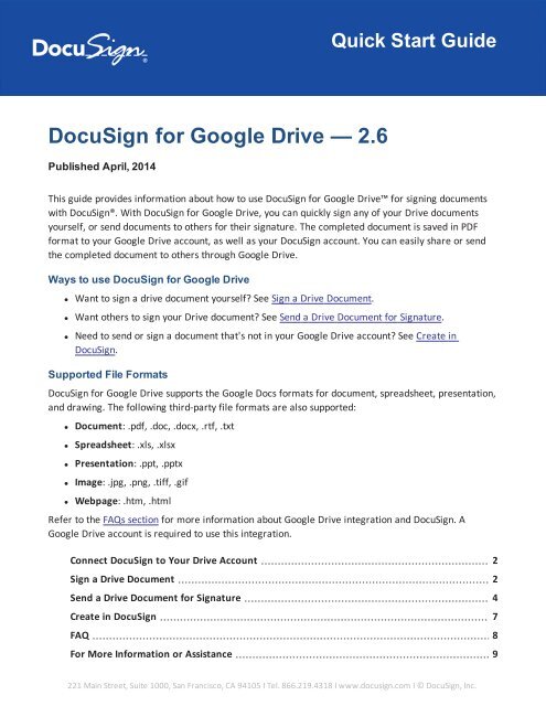 Quick Start - Sending from Google Drive - DocuSign