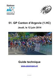 Guide technique 50. GP Canton d'Argovie - Radsporttage Gippingen