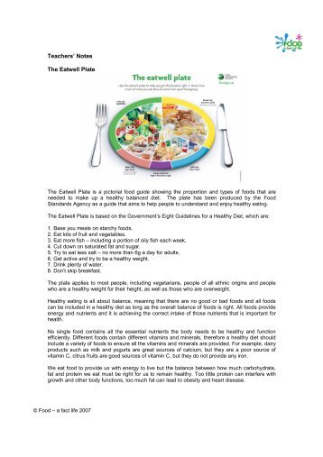 Teachers' Notes The Eatwell Plate - Food a fact of life