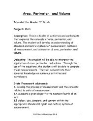 Area, Perimeter, and Volume - The Center for Mathematics and ...