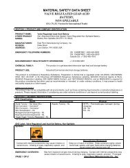 material safety data sheet valve regulated lead acid battery, non ...