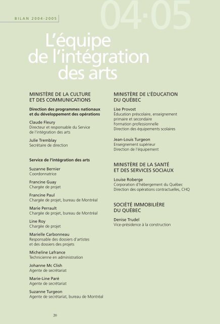 Bilan - MinistÃ¨re de la Culture et des Communications