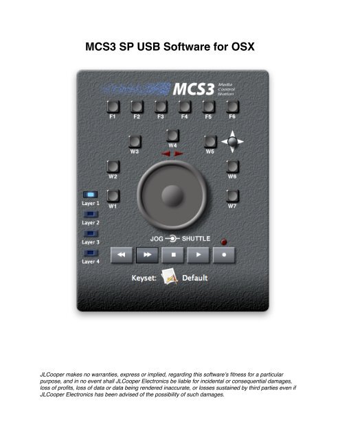 MCS3 SP USB Software for OS X - JLCooper Electronics