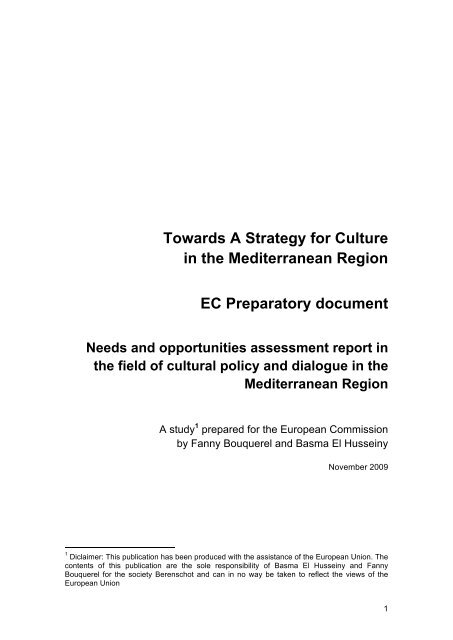 Towards a Strategy for Culture in the Mediterranean Region