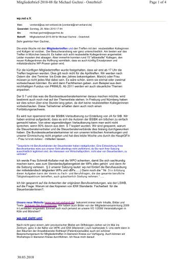 Page 1 of 4 Mitgliederbrief-2010-08 fÃ¼r Michael Gschrei ... - wp-net