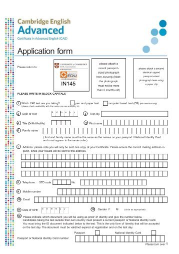 Application form - CAE Exam