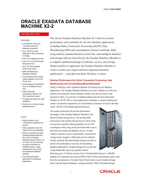 ORACLE EXADATA MACHINE X2-2 EXADATA DATABASE 2