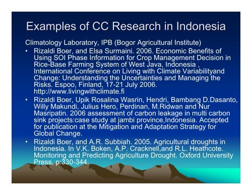Climate Change Adaptation Research in Indonesia - auedm