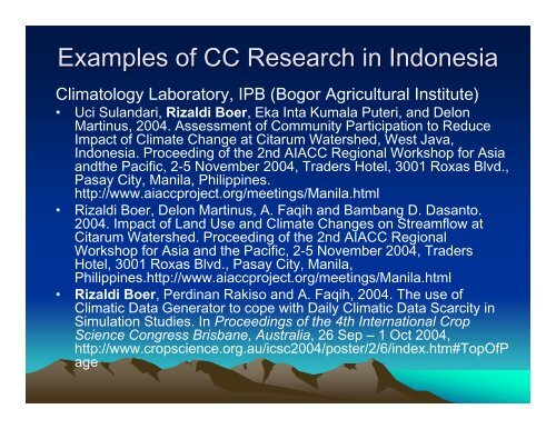 Climate Change Adaptation Research in Indonesia - auedm