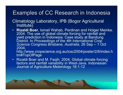 Climate Change Adaptation Research in Indonesia - auedm