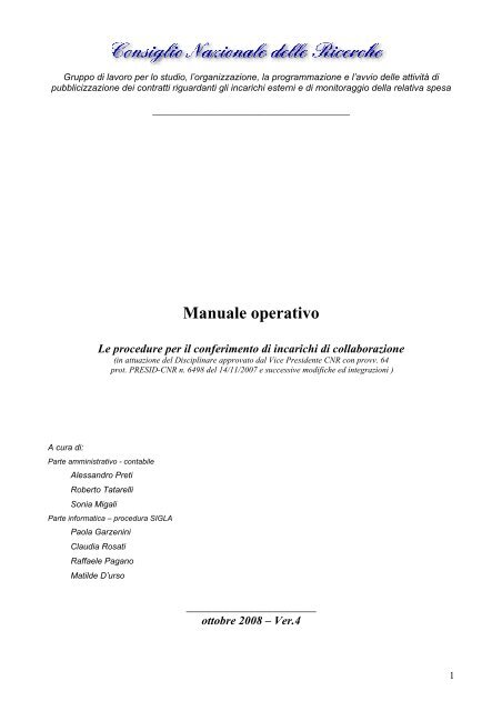 3. Manuale operativo concernente - Istituto di Teoria e Tecniche dell ...