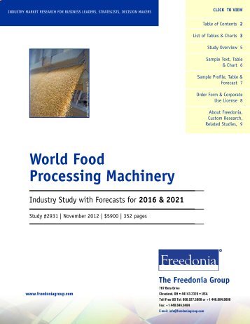 World Food Processing Machinery - The Freedonia Group
