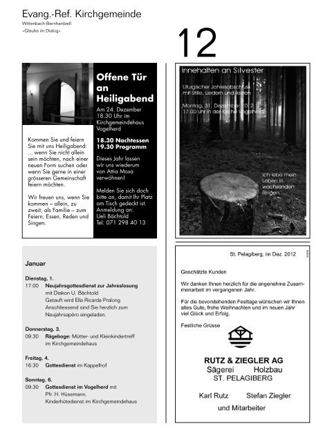 71. Jahrgang 20. Dezember 2012 51/52GZA 9300 Wittenbach