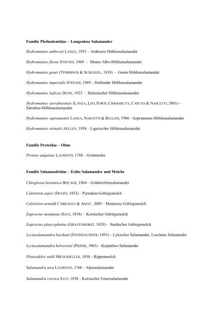 Liste der Amphibien und Reptilien Europas und der angrenzenden ...