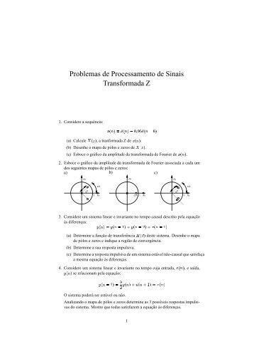 Problemas de Processamento de Sinais Transformada Z