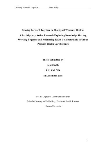 Moving Forward Together in Aboriginal Women's Health: - Theses ...