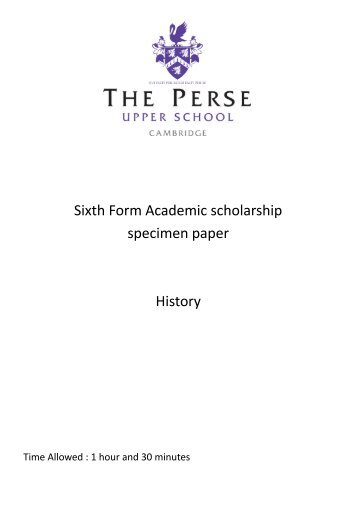 Sixth Form Academic scholarship specimen ... - The Perse School