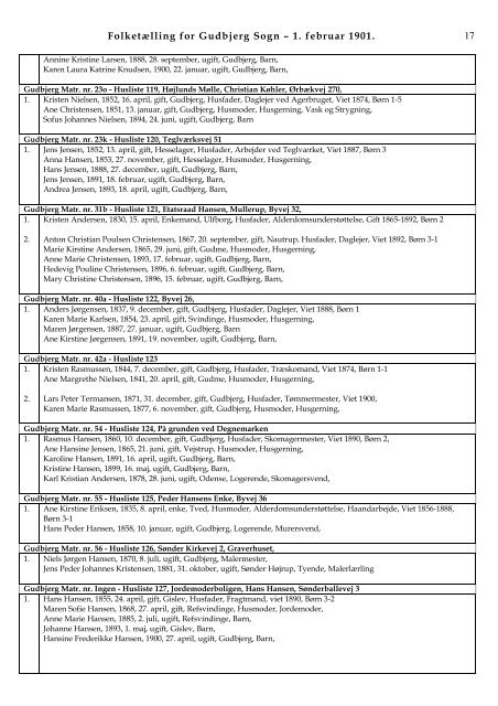 FolketÃ¦lling for Gudbjerg Sogn â 1. februar 1901. 1