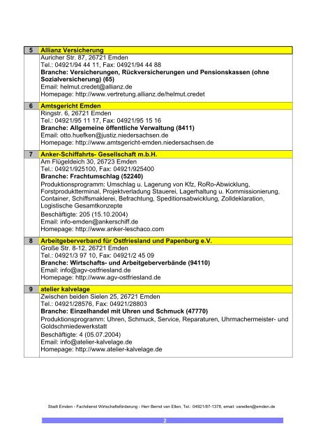 List & Label Report - Stadt Emden