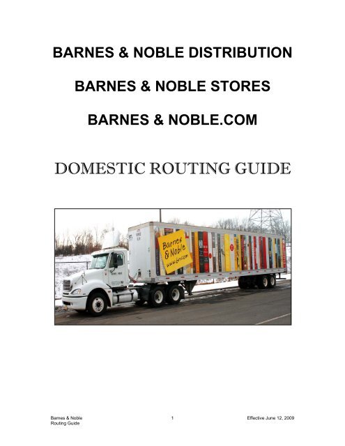 Domestic Routing Guide Barnes Noble Inc