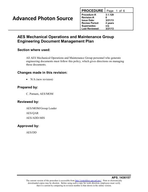 AES Mechanical Operations and Maintenance ... - Document Central