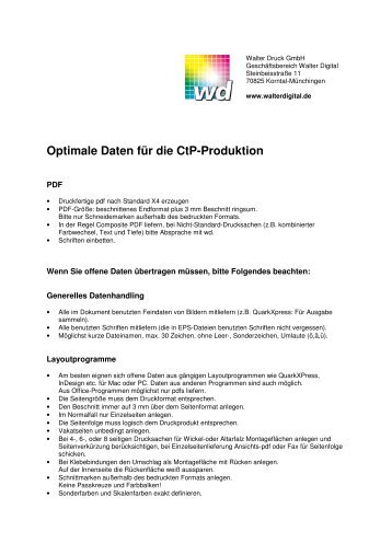 Optimale Daten für die CtP-Produktion - Walter Digital Stuttgart