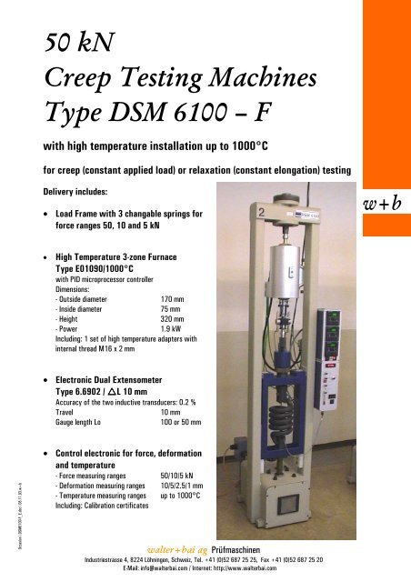 50 Kn Creep Testing Machines Type Dsm 6100 A A A F