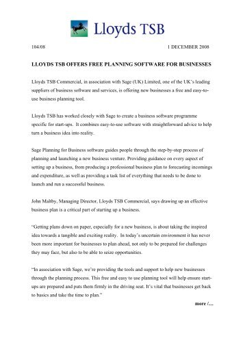 MEDIA RELEASE - Lloyds Banking Group - Lloyds TSB