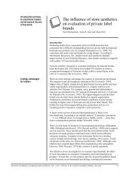 The influence of store aesthetics on evaluation of private label ... - Free