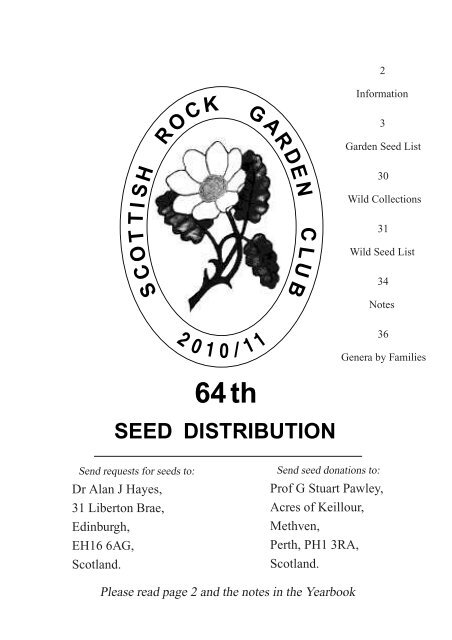 DISTRIBUTION SEED - the Scottish Rock Garden Club