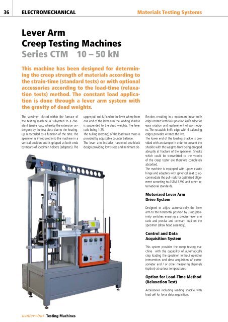 Lever Arm Creep Testing Machines Series Ctm 10 A A A 50 Kn
