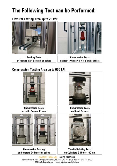 20 kN Compression Frame Capacity: 600 kN - walter+bai ag  Testing ...