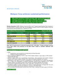 Welspun Corp achieves sustained performance - 3 November 2011