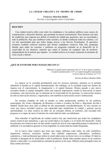 La ciudad creativa en tiempos de crisis. - Encuentros ...