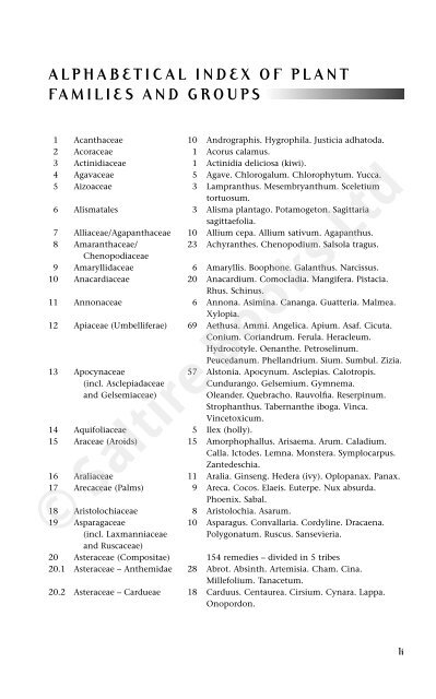 alphabetical index of plant families and groups - Sunrise Versand