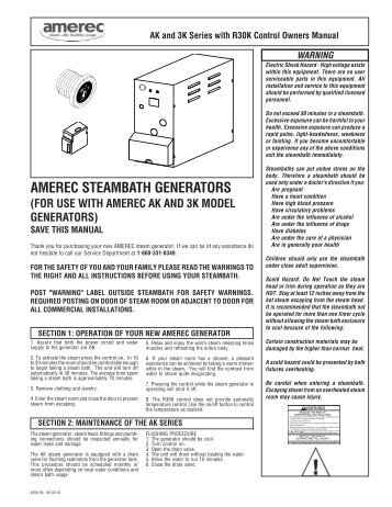 AK/3K Model with R30 Control Owners Manual - Amerec