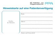 Hinweiskarte auf eine PatientenverfÃ¼gung